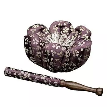 Buddhist altar fittings Bell supplies Rin stick set Hiyori flower futon Futon purple [Hiruta store] futon/Rin size 2.5 Green-Light