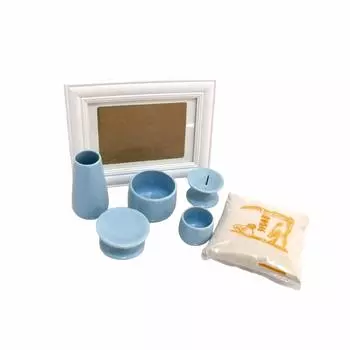 Buddhist utensils set with incense incense burner candle offering photo blue 7-piece burner, ash, holder, vase, teacup, stand, stand,