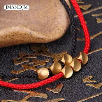 Буддийский браслет из тибетских медных бусин, красный, черный плетеный браслет из веревки удачи и браслеты для женщин и мужчин, браслет-амулет, ювелирные изделия