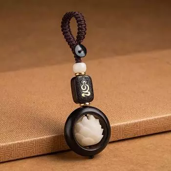 Буддизм Цветок Лотоса Брелок Аксессуары Деревянный Будда Счастливый Брелок Подвеска Автомобильная Сумка Брелок Буддийский Подарок as the picture