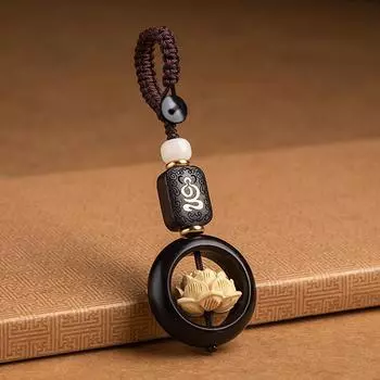 Буддизм Цветок Лотоса Брелок Аксессуары Деревянный Будда Счастливый Брелок Подвеска Автомобильная Сумка Брелок Буддийский Подарок as the picture