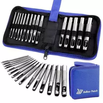 BUDDUR 15 шт. дырокол для кожи с сумкой для хранения ремней для часов холста бумага дырокол DIY аксессуары для рукоделия