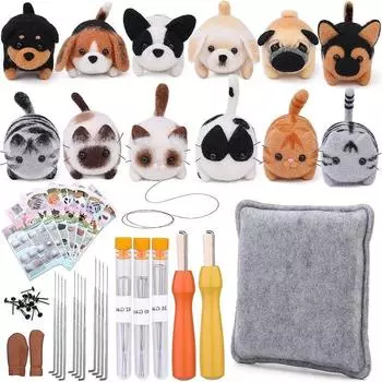 BUDDUR Cute Animal Wool Felting Kit With Instruction For Beginners Non-finished Material Package DIY Handmade Crfat Tools