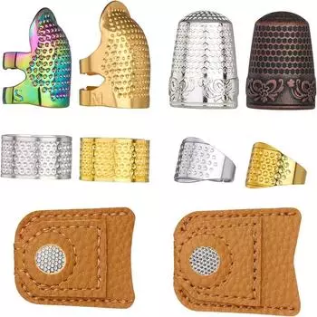 BUDDUR Vintage Hand-working Thimble Kit With Fingerchain and Adjustable Metal Finger Shield Ring For Sheep DIY Handmade Craft