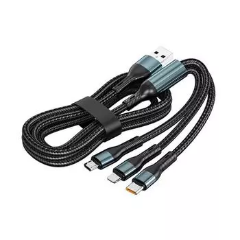 BUDI 3 в 1 PD зарядный кабель для Apple Type-c 14 CA для Samsung для iPhone Usb Y0S6 Blue Black-2m