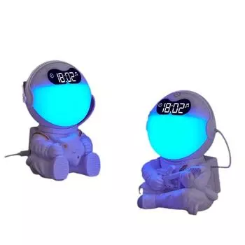 Будильник-астронавт с подсветкой белый