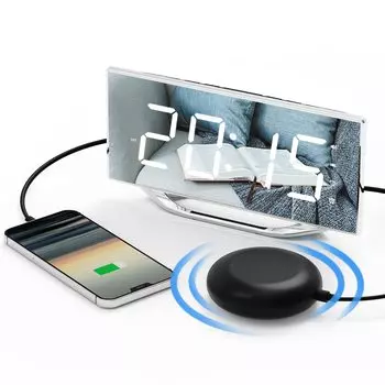 Будильник Будильник Зеркальные часы с большим дюймовым светодиодным дисплеем Громкие цифровые часы с регулируемой яркостью и громкостью Двойная нотация будильника Повтор