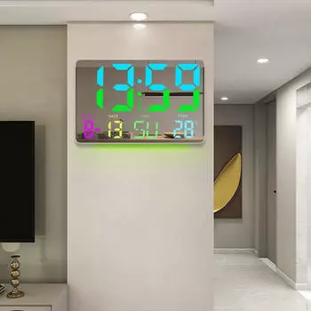 Будильник Цифровой Настольный Многофункциональный Подвесной Большой Дисплей Светодиодные Настенные Часы для