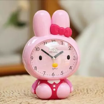 Будильник для студентов с очаровательным многофункциональным креативным тихим ночником, ленивый прикроватный мультяшный говорящий будильник розовый