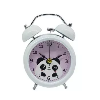 Будильник металлический круглый 3-дюймовый двойной звонок домашний тихий детский прикроватный декор для девочек студенческий праздничный подарок украшения белый