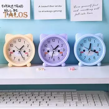 Будильник Милый Мультяшный Форма Бесшумный Движение Питание От Батареи Портативный Будильник Украшение Спальни жёлтый