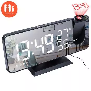 Будильник Многофункциональные электронные цифровые часы Световой будильник Радиопроекционные часы Источник питания 5 В постоянного тока чёрный