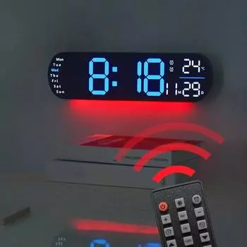 Будильник Многофункциональные современные светодиодные настенные часы с большим экраном цифровые часы для офиса, дома, школы, декор оранжевый