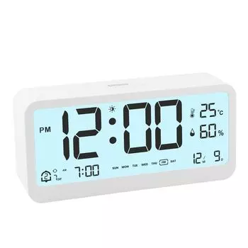 Будильник на батарейках всегда большой, легкий в яркости, цифровой, прогрессивный, повтор, двойной, 79 дБ, настольный, простой в использовании, японский, руководство по эксплуатации, часы, работают, включены,