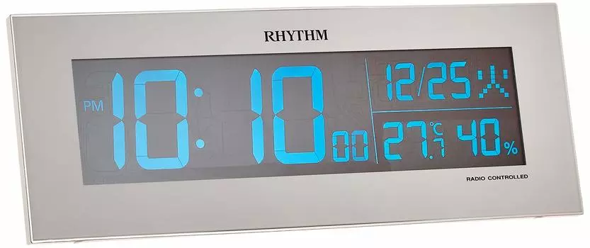 Будильник RHYTHM радиочасы цифровой градиентный светодиодный дисплей 365 цветов питание от сети переменного тока белый Iroria 8RZ173SR03 белый