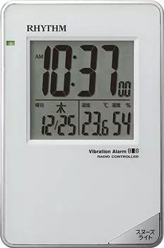 Будильник RHYTHM с радиочасами и вибрацией, функция будильника для путешествий, мобильный телефон, белый 8RZ211SR03 10,6x7x1,4 см