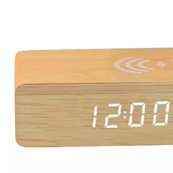 Будильник с беспроводной зарядкой, тремя уровнями регулировки яркости, светодиодным дисплеем, многоцелевым для квартиры, спальни, подарка, декора, стола