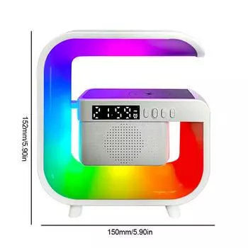Будильник с беспроводной зарядной станцией RGB ночник многофункциональный настольный RGB ночник USB зарядка для спальни в помещении чёрный