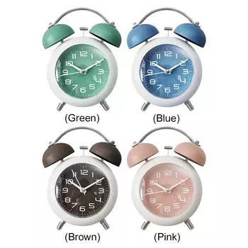 Будильник с двумя колокольчиками, будильник с арабскими цифрами, креативный маленький будильник с таймером и беззвучным режимом, настольный будильник, товары для дома зелёный
