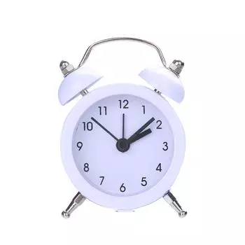Будильник с двумя колокольчиками, громкий будильник, отлично подходит для тех, кто любит спать, стильный, на батарейках, для спальни и украшения дома One Size белый