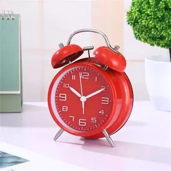 Будильник с двумя колокольчиками, легко читаемый, большой звук, металлический настольный декоративный будильник для офиса чёрный