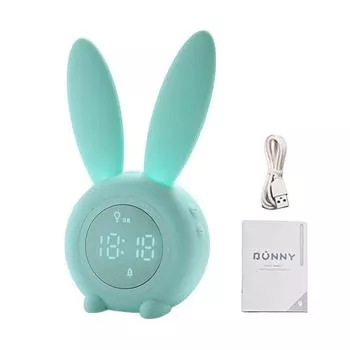 Будильник с функцией повтора, перезаряжаемый детский будильник с регулируемой яркостью, милый дизайн кролика, нажмите, чтобы приостановить часы для спален розовый