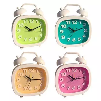 Будильник с громким двойным звонком, работающий от батареек, вертикальный будильник для детей, студентов, спален Yellow