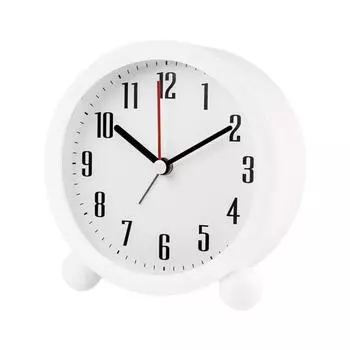 Будильник с ночником, тихий маленький круглый простой набор на батарейках для детей и студентов, настольный аналоговый будильник, товары для дома A розовый