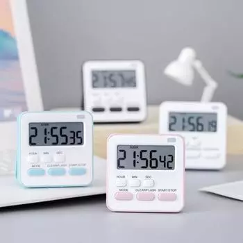 Будильник с обратным отсчетом Простой дизайн Кулинария Кухонный механизм Мигающий свет Таймер/таймер/удаление ЖК-дисплея Таймер с функцией памяти Таймер белый