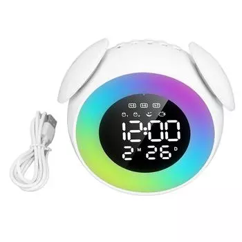 Будильник с подсветкой, красочные световые эффекты, перезаряжаемый цифровой светодиодный музыкальный будильник для B