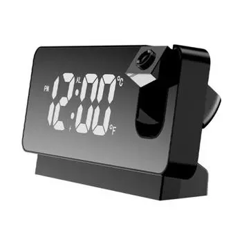 Будильник с зеркальным эффектом, время проекции, бесшумные светодиодные цифровые часы с большим экраном для дома белый