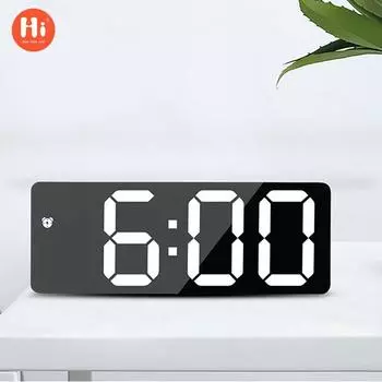 Будильник с зеркалом и крупным шрифтом Многофункциональные светодиодные часы Электронные часы Будильник двойного назначения с батарейным питанием -