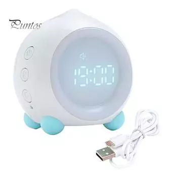 Будильник со светодиодной подсветкой и функцией повтора перезаряжаемый голосовой многофункциональный будильник 3-в-1 с термометром розовый