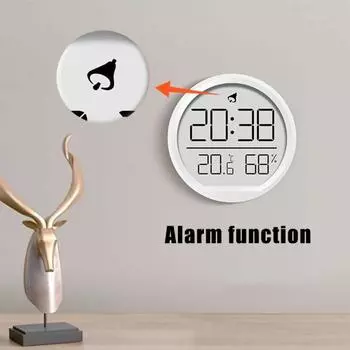Будильник Современные настенные часы с дисплеем температуры и влажности для домашнего офиса белый