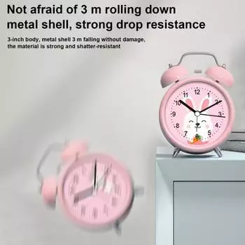 Будильник тихий не тикающий легко читаемый на батарейках круглый ретро дизайн громкий звонок будильник светодиодные часы декор 4Inch белый