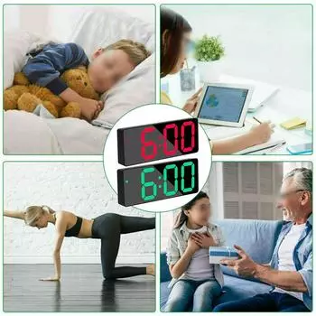 Будильник Зеркало Светодиодный Цифровой Многофункциональный с батарейным питанием/USB красный