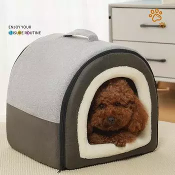 Будка для собак на все времена года, несъемная и моющаяся, специальная будка для кошек, для маленьких и больших собак, плюшевая собачья будка на все времена года S 40*30*cm