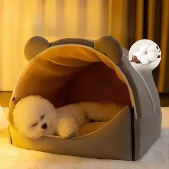 Будка для всех сезонов, полностью съемная и моющаяся, плюшевая будка для собак малых и средних размеров, лежанка для кошек, будка для животных, товары для животных M 40*33*28cm
