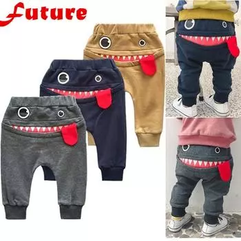 Будущие дети для мальчиков и девочек, шаровары с мультяшным языком акулы, брюки, брюки 80 тёмно-синий