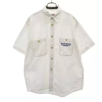 Budweiser 80-е 90-е Старая Рабочая рубашка с коротким рукавом L белая Мужская Б/у