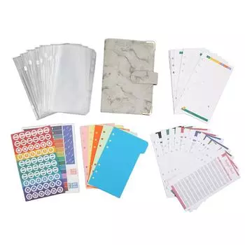 Бюджет с денежными конвертами из искусственной кожи с мраморным узором A6 для экономии денег на картах и счетах, серые