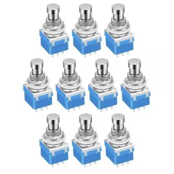 Buerjia 10pcs Guitar Effect Pedal Foot Switch 3PDT Stomp Pedal Switch 9 Pin Lock Push Button Foot Switch