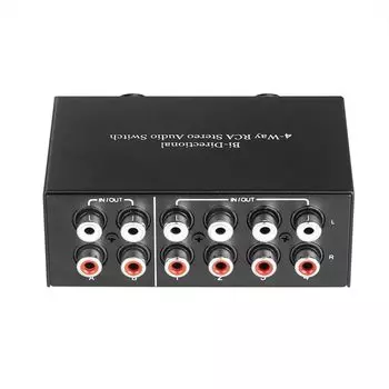 Buerjia 4-канальный двунаправленный стерео аудио переключатель Левый и правый каналы Аудио переключатель 2 входа 4 выхода или 4 входа 2 выхода Разъем Звуковой канал Стерео чёрный