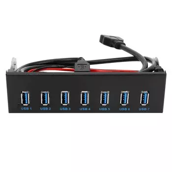 Buerjia 7 Port USB Hub 5GBS Inch Drive Bay Computer Case CD ROM Front Panel for USB Male Cable Dual Chip 1X 19 Pin Header to 16X 3.0 5.25 CD-ROM + 3.0