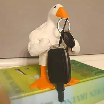 Фигурка утки-буффа, магнитный клюв, мускулистая утка, украшение из смолы, фигурка животного, модель, игрушка, статуэтка, украшение для рабочего стола белый