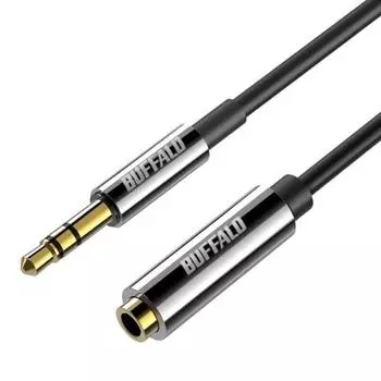 Buffalo Audio Cable Extension AUX 3.5mm Noise Resistant Shield 24K Gold Plated Car Stereo Home Stereo Aluminum Mold Extension 2m BSSTME20BK/N