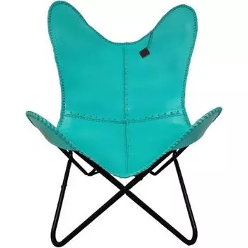 Буффало Циан Кожа Антик Бабочка Релакс Спальное Место Лаунж Складное Кресло 36 x 29 x 23 in