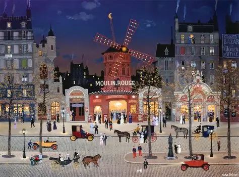 Buffalo Games Мишель Делакруа Le Moulin Rouge 1000 деталей пазл для взрослых Сложный пазл Идеально подходит для игрового вечера Готовые размеры пазла
