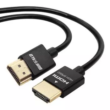 Buffalo HDMI Slim Cable 1m ARC compatible 4K x 2K compatible [HIGH SPEED with Ethernet certified product] BSHD3S10BK/N