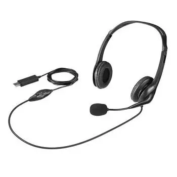 Buffalo PC headset with USB connection and noise canceling microphone, black BSHSHUS315BK